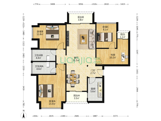 绿海湾花园 4室1厅2卫 112平方