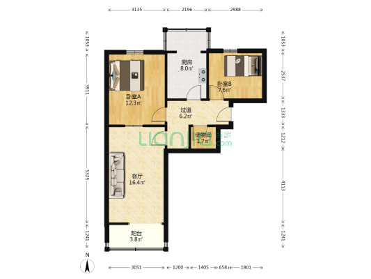 段店南路268号 2室1厅0卫 68平方