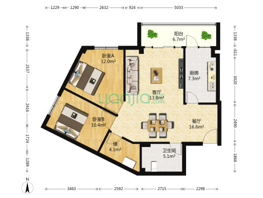 金阳红街 2室2厅1卫 102平方