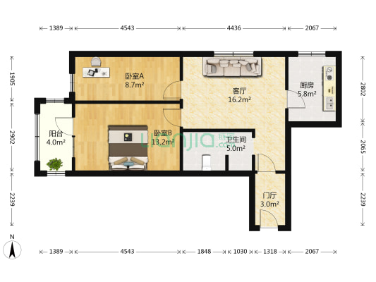茂新新区一区 2室1厅1卫 71平方