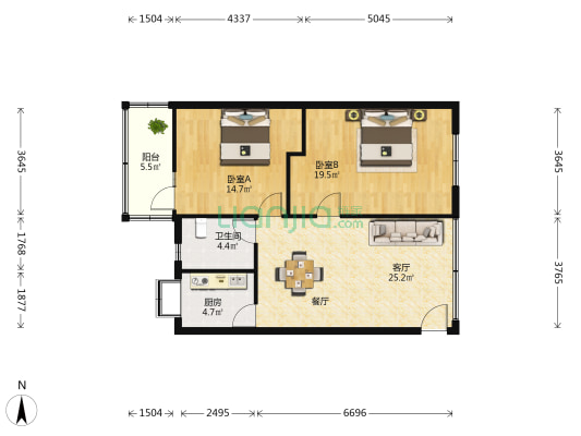 古田四路19号 2室1厅1卫 92平方