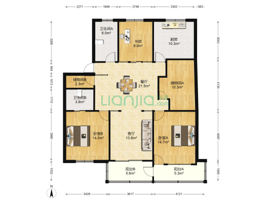 建东西路 3室2厅2卫 145平方