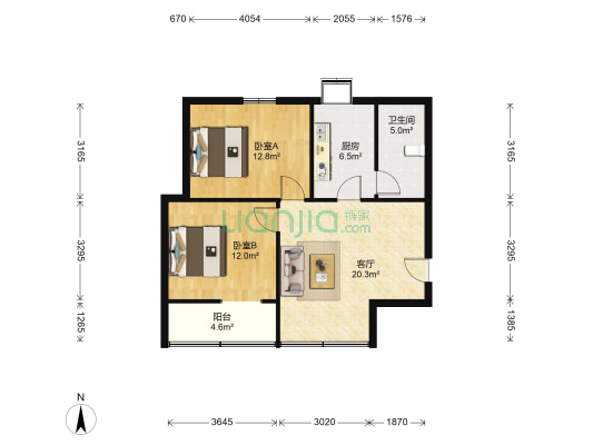 劳动局宿舍 2室1厅1卫 79平方