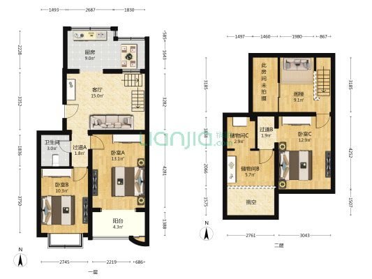钓鱼台小区 3室1厅1卫 65平方