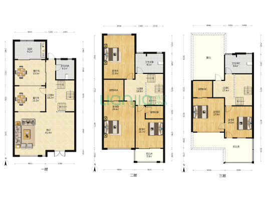 万红苑 5室3厅3卫 390平方