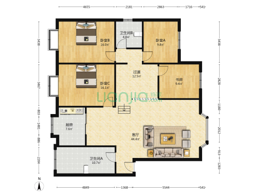 蒲阳路335号院 4室1厅2卫 154平方