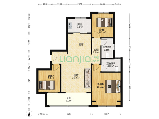 中海·铂悦府 3室1厅2卫 123平方