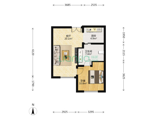 恭和家园 1室1厅1卫 82平方