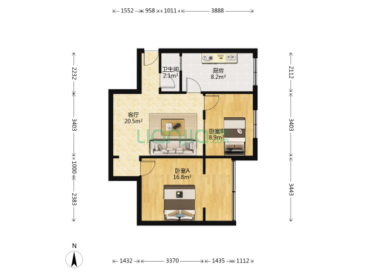 仁寿大道一段92号 2室1厅1卫 68平方