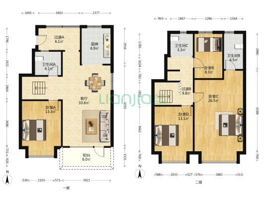 胶州碧桂园湖悦天境 4室1厅3卫 162平方