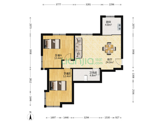 福佳新城居家东园 2室1厅1卫 87平方