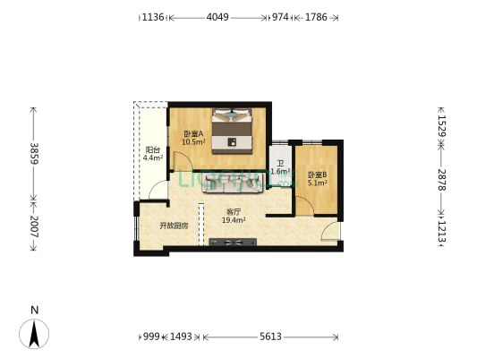 德祥路 2室1厅1卫 53平方