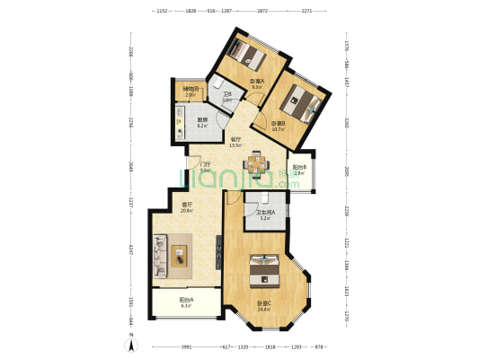中润·华侨城九组团 3室2厅2卫 150平方