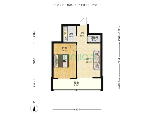 丛台区望岭路甲11号院 1室1厅1卫 47平方