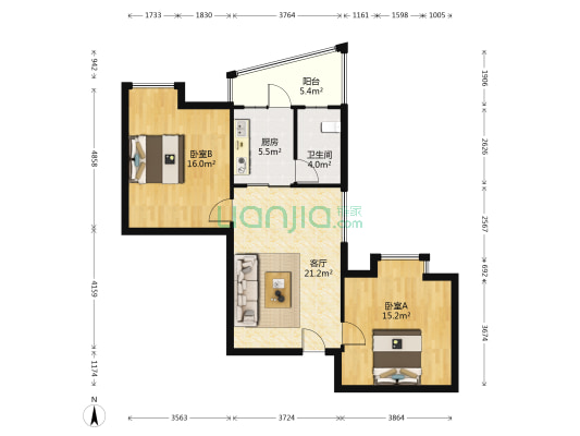 荟丽精英城 2室1厅1卫 81平方