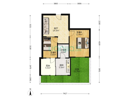 凤林小区北区 2室1厅1卫 60平方