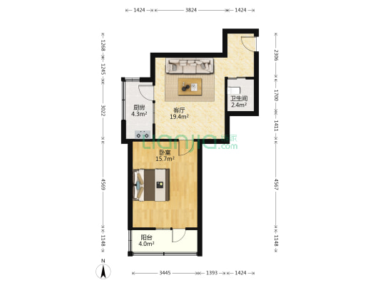 山西交通职业技术学院家属楼 1室1厅1卫 50平方