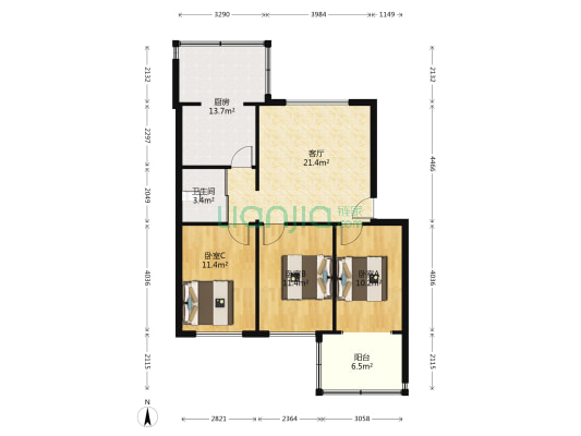 航空家园(经开区) 3室1厅1卫 95平方