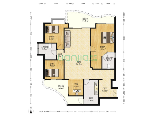 康佳苑 4室1厅2卫 144平方