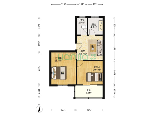 汽钢小区 2室1厅1卫 58平方