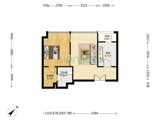 中国华商金融中心 1室1厅1卫 90平方