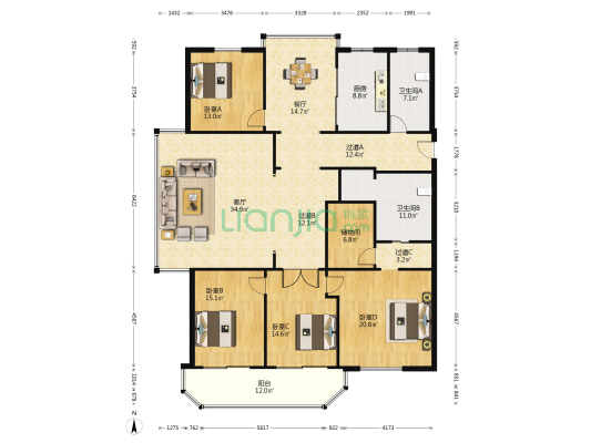 吴山名苑 4室2厅2卫 224平方