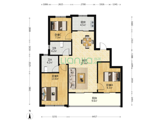 兴耀金帝启岸城 3室1厅2卫 99平方