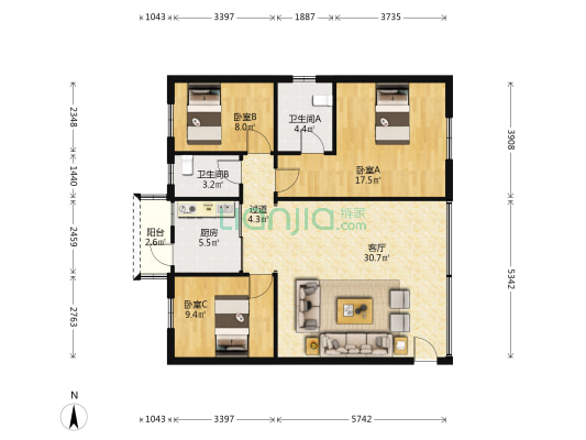 新丰楼 3室1厅2卫 99平方