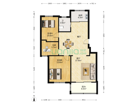 丽庄西苑 3室1厅1卫 97平方