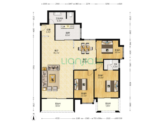 闽都苑 3室2厅2卫 146平方