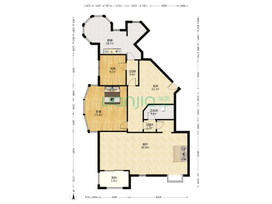 东方花园（吴江） 2室1厅1卫 170平方