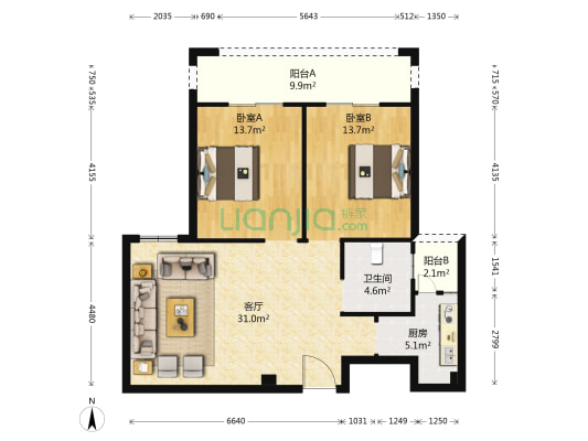 牛桥底佳苑 2室1厅1卫 100平方