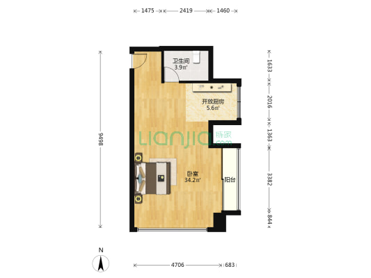 东方慧谷 1室0厅1卫 72平方