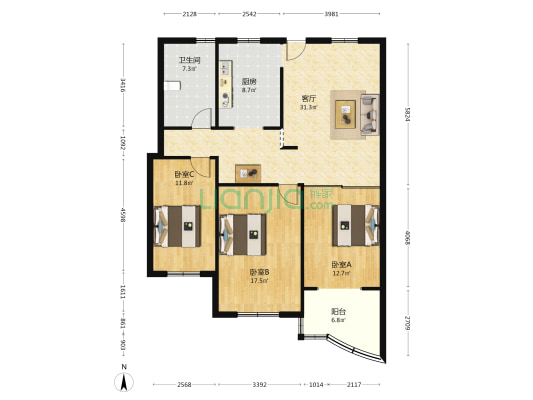 重矿大厦 3室1厅1卫 143平方