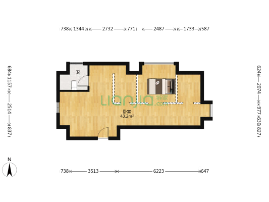 天朗海峰 1室0厅1卫 79平方