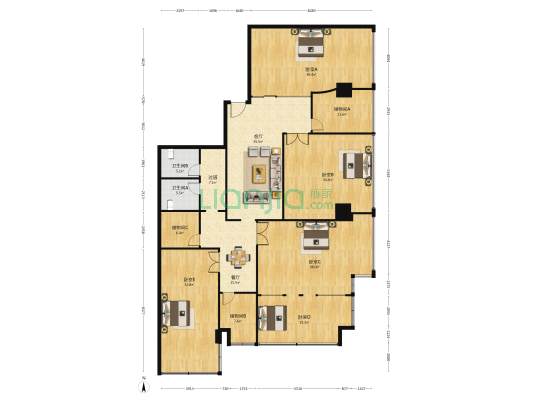 九派大厦 5室2厅2卫 303平方