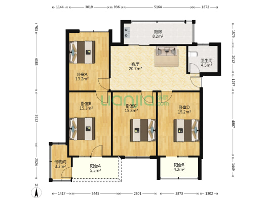 胜利街 4室1厅1卫 118平方