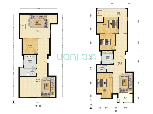天地新城，双语片区，一楼带下跃-户型图