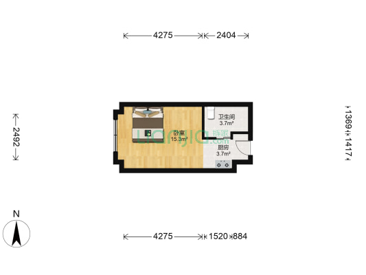 泛亚中心遇界 1室0厅1卫 36平方