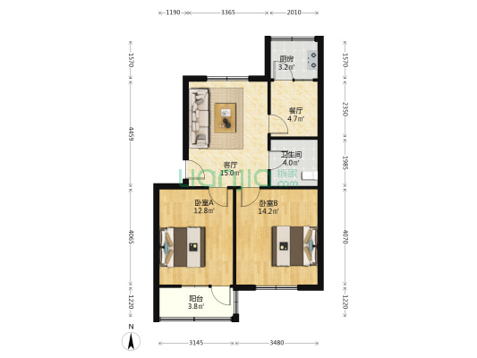 阜安北小区 2室2厅1卫 66平方