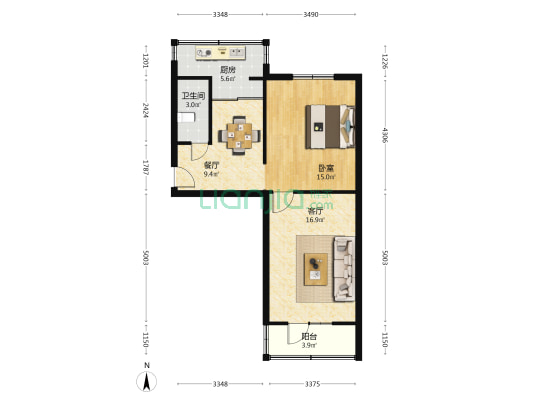 三姓庄路西固二院小区 1室2厅1卫 53平方