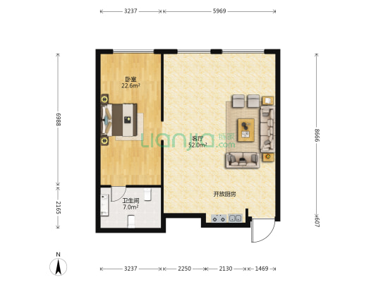 星光耀广场 1室1厅1卫 116平方