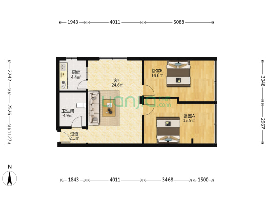 甘肃省肿瘤医院家属楼 2室1厅1卫 67平方