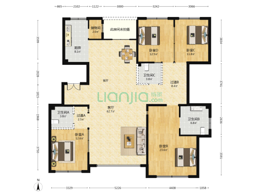 远洋天著春秋一期 4室1厅3卫 199平方