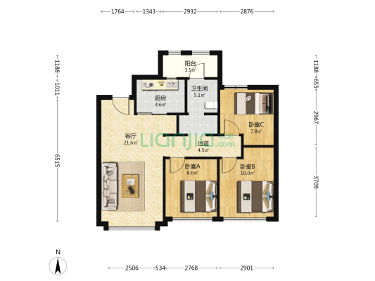 龙湖·青云阙 3室1厅1卫 89平方
