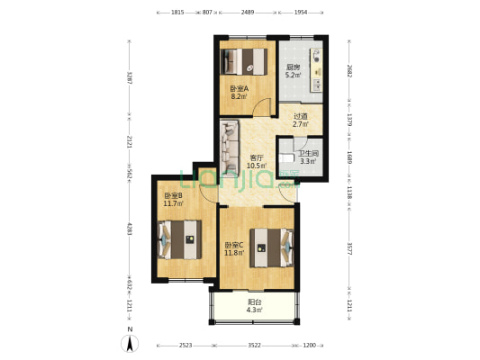 省府后街 3室1厅1卫 72平方