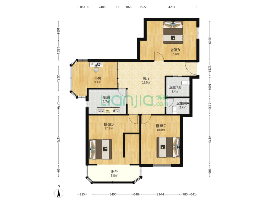金凤大厦 4室1厅2卫 134平方