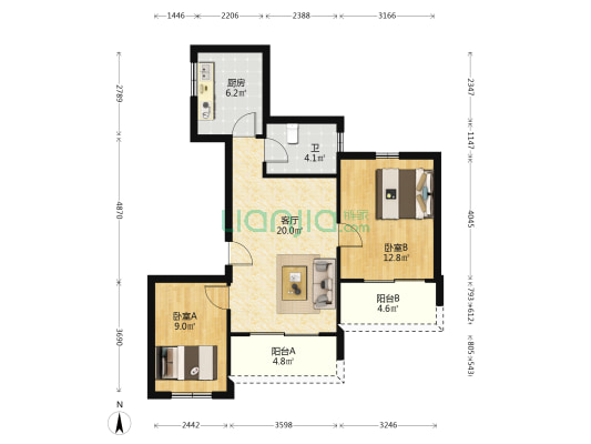 中昌宿舍 2室1厅1卫 71平方