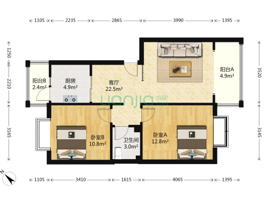 西锦集二期 2室1厅1卫 73平方
