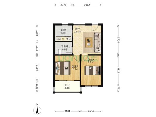 蔡马人家 2室1厅1卫 60平方